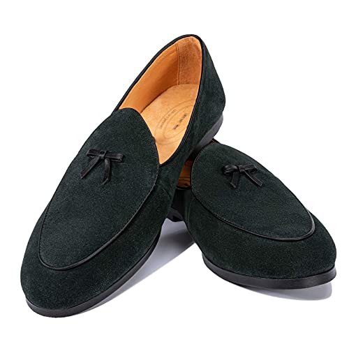 Image of Journey West Men's Suede Leather Belgian Loafers for Men Slip-on Casual Penny Casual Loafers