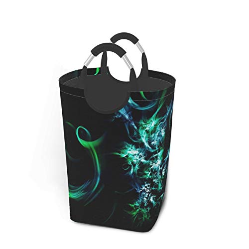 緑の幻想曲 ランドリーボックス 洗濯バスケット ランドリーかご 洗濯ボックス 収納ボックス 収納バッグ 脱衣かご シンプル 防水取っ手付き 折りたたみ オックスフォード 大容量 32×28×57.5cm