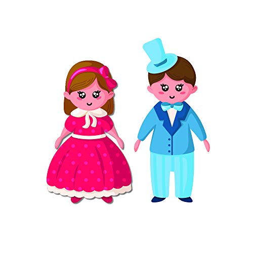 Image of Bhai Please Doll Couple Theme Wooden Fridge Magnet - Couple Gift