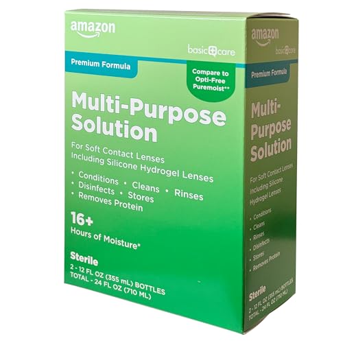 Amazon Basic Care Multi-Purpose Contacts Solution - Premium Formula, Cleans, Disinfects, Removes Protein, for Silicone Hydrogel Lenses, 12 fl oz (Pack of 2) - image 5
