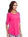 LUSMAY Womens Crew Neck Loose Fitting Tunic Shirts Cotton Casual Tops Rose Red-051 X-Large