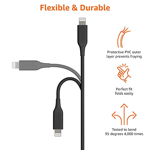 Image of Amazon Basics USB-C to Lightning Cable, Apple MFi Certified, Power Delivery, Data Transfer, 3 Feet, Black