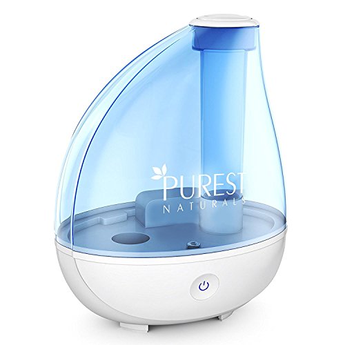 Purest Naturals Ultrasonic Cool Mist Humidifier Portable Humidifiers Air Purifier with Whisper-Quiet Operation, Automatic Shut-Off, and Night Light Function 1.7L Large Capacity - Runs for 16+ Hrs