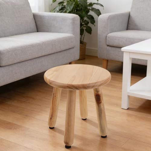 Taburete de madera redondo Didiseaon estilo rústico beige para decoración funcional 8