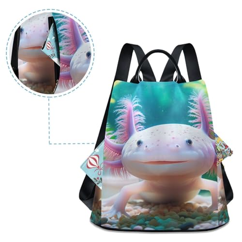 Mochila de axolote para mujer con bolsillo antirrobo trasero 4