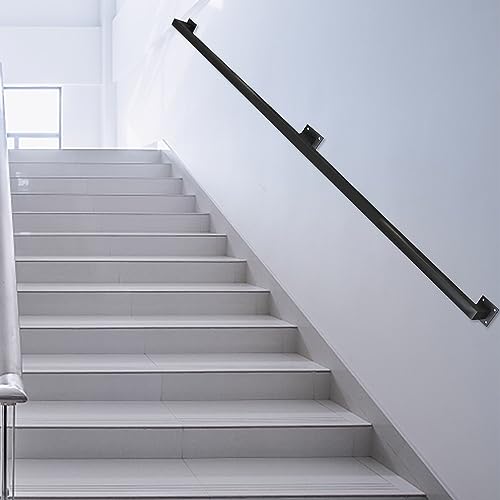 Rampe d'escalier en tube carré noir de 250 cm pour la sécurité des couloirs intérieurs