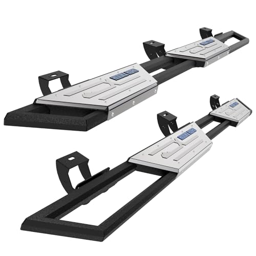 Hooke Road JL Rock Slider Running Boards for 2018-2026 Jeep Wrangler JL Unlimited 4-Door, Nerf Bar with 5" Stainless Steel Step Pads