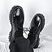 Men's Leather Lace Up Platform Oxfords Round Toe Chunky Heel Lug Sole Heightening Soft Bottom Derby Casual Shoes Classic Work Office Business Dress Shoes (Black,13)
