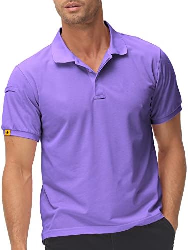 SECOOD Mens Golf Shirts Short Sleeve Collar Tennis Shirts for Men 012-Purple L