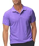 SECOOD Mens Golf Shirts Short Sleeve Collar Tennis Shirts for Men 012-Purple L