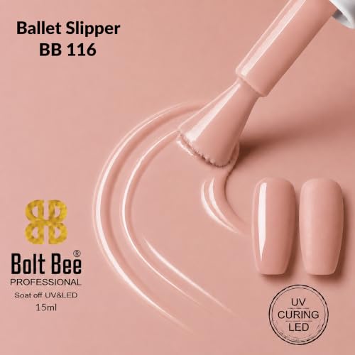 Image of BOLT BEE 15ML Gel Nail Polish 1Pc Clear Pink Glitter Nail Polish Soak Off UV LED Nail Gel Polish Nail Art Starter Manicure Salon DIY at Home, 0.5 OZ (1) (116)