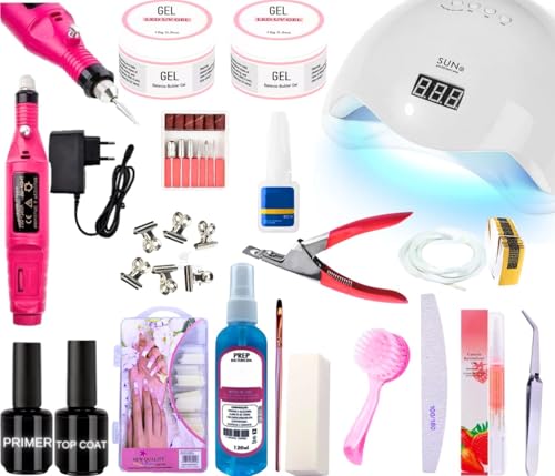 Kit Unhas Gel Acrigel Alongamentos Cabine Lixadeira Eletrica Completo