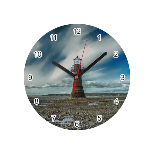 Horloge murale en verre Phare à Marée Basse blanc 20 cm - 2