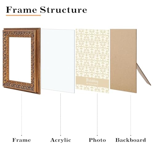 Image of VIOLABBEY 4x6 Picture Frame Antique Black and Gold, Vintage Photo Frame | Small Antique Ornate Picture Frame, Wall or Tabletop Display, Classic Design for Home Office Decor, Fits 4x6 Pictures
