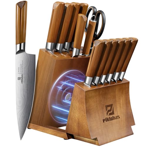 Piklohas 15-Piece Knife Set with Magnetic Block