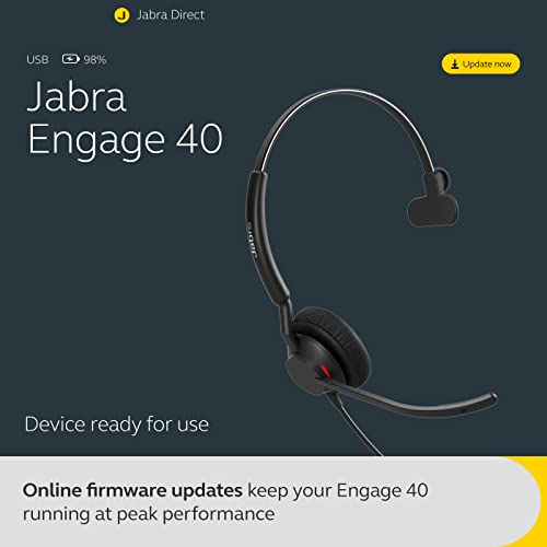 Jabra Engage 40 Casque stéréo filaire avec contrôle d'appel en ligne, technologie 2 micros antibruit et câble USB-A. Fonctionne avec toutes les principales plateformes de communication unifiées telles