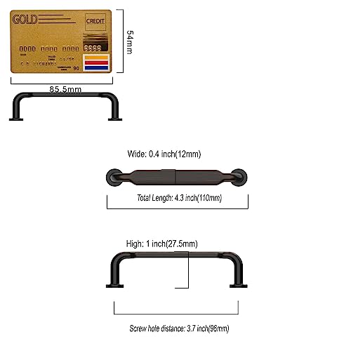 Amerdeco 10 Pack Matte Black Cabinet Pulls 3-3/4 Inch(96mm) Hole Centers Kitchen Cabinet Handles Solid Zinc Alloy Cabinet Hardware Drawer Pulls AM017 - Image 3