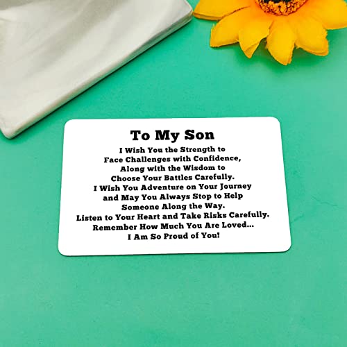 Baipilu Inspirational Son Wallet Insert Card Gifts Son Gifts from Mom Dad Engraved Wallet Insert Card Birthday Gift for My Son Thanksgiving Graduation Christmas Wedding Gifts4