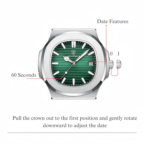 Image of Men's Analog Dial Watch with Date Feature | Formal & Casual Watch | 30 Meter Water Resistant | Strong Luminous Durable Silver Strap | Adjustable Butterfly Buckle | Quartz Movement Wristwatch