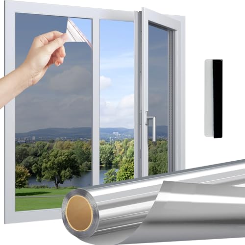 Linarun Spiegelfolie Fenster Sichtschutz Fensterfolie Blickdicht von Außen Sichtschutzfolie Sonnenschutzfolie Selbsthaftend Tönungsfolie… – Ansicht 1
