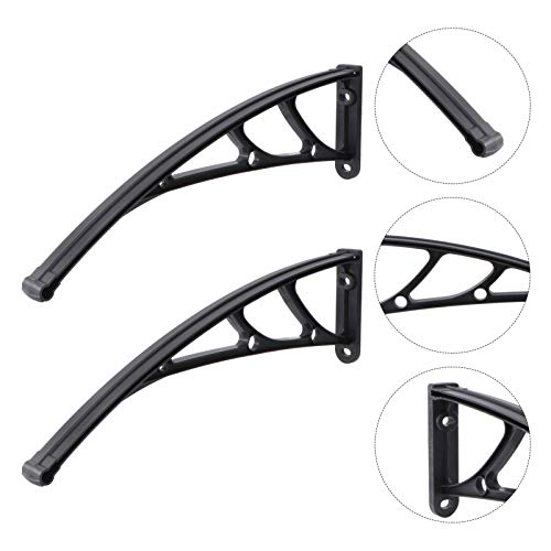 Cabilock 2Pcs Awning Canopy Bracket Window Awning Overhead Door Outdoor Front Door Patio Canopy Uv Rain Snow Sunlight Protection (Black) #TOP5