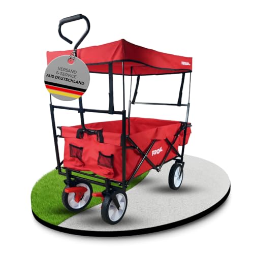 FROSAL Bollerwagen Max faltbar mit Sonnendach & Bremse Handwagen klappbar rot Transportwagen FROSAL Bollerwagen Max faltbar mit Sonnendach & Bremse Handwagen klappbar rot Transportwagen
