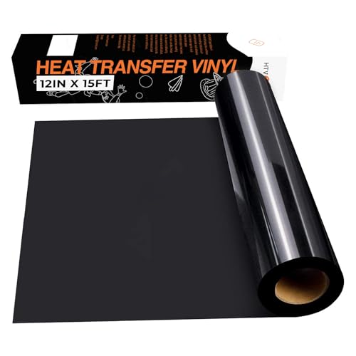 HTVRONT HTV Black Heat Transfer Vinyl Rolls - 12' x 15ft Black HTV...