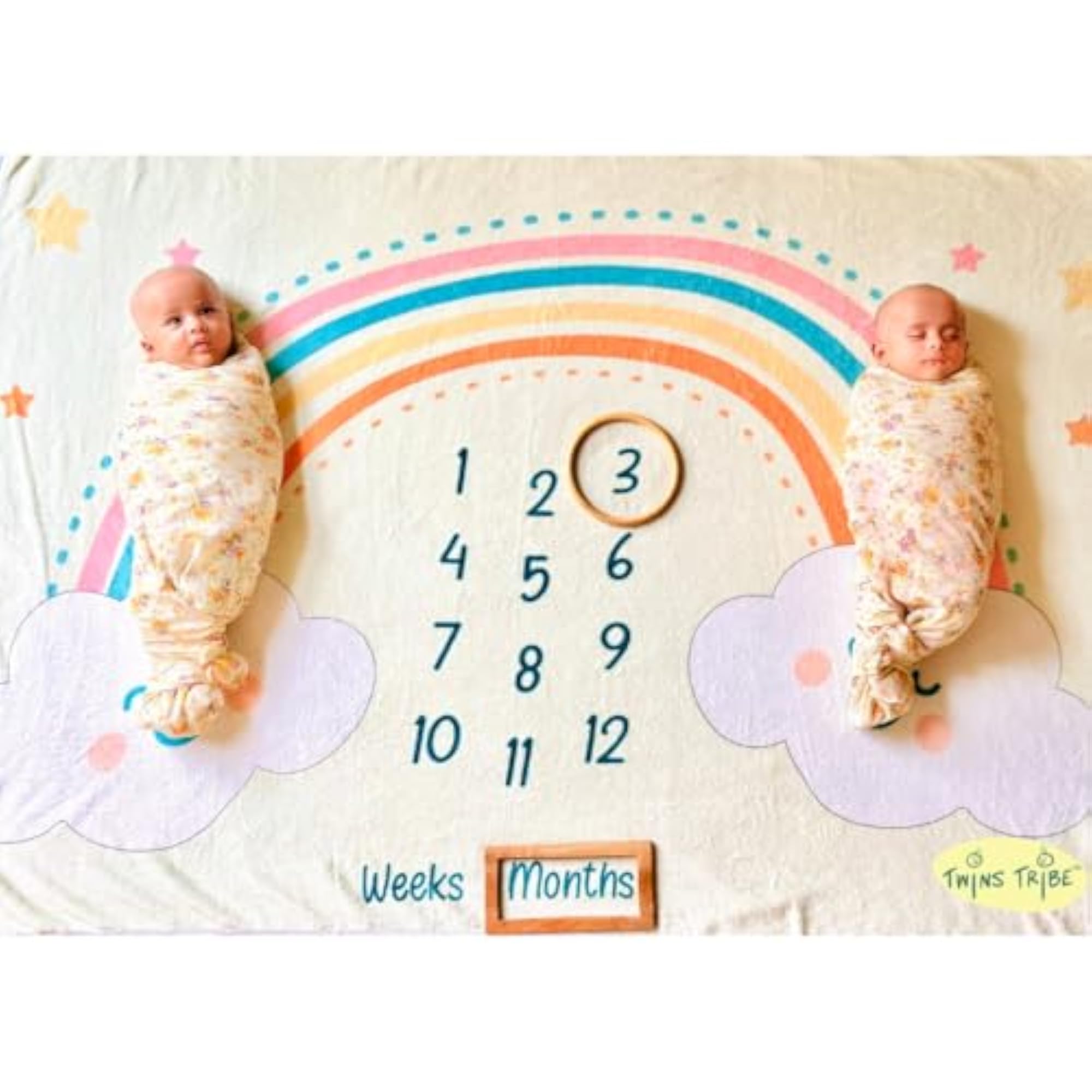 Milestone Blankets for Twins: Rainbow Ride