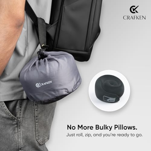 Image of Neck Pillow for Travelling - Memory Foam Neck Support Pillow for Car & Airplane, Lightweight Travel Cushion with Customizable Fit, Effortless Resting Posture & Comfortable Support, (Grey)