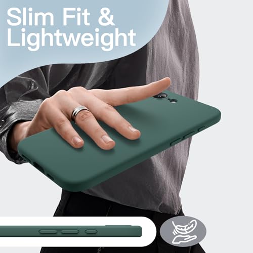 Image of JETech Liquid Silicone Cover Case for iPhone 17e (2026) / iPhone 16e, Silky Soft Touch Full-Body Protective Phone Case, Anti-Scratch Shockproof Cover with Microfiber Lining (Midnight Green)