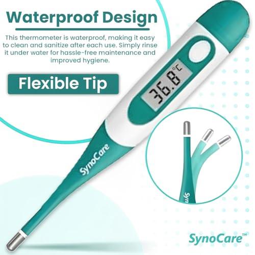 Image of Waterproof Flexible Digital Thermometer, Quick & Instant Measurement of Oral & Underarm with Accurate Temperature in Celsius & Fahrenheit | Thermometer for Adults, Kids & Babies (Pack of 1)