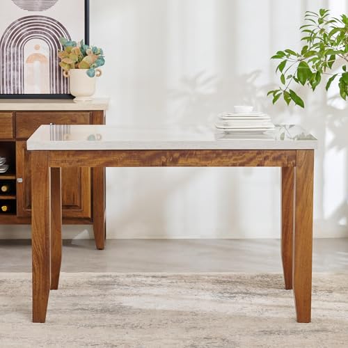 Image of Home Centre | Giza | Solid Wood | 4 Seater Tables | Grey | 1 Year Warranty