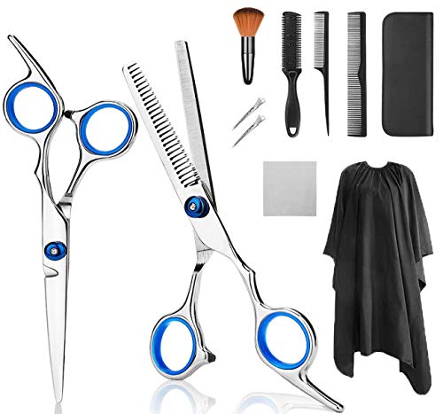 TESSAN Ensemble de ciseaux à coiffer et de coiffer à coiffer avec coiffure et peignes Noir