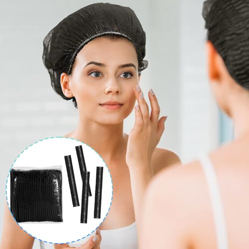 EOGRFW 100 Stück Haarnetz,51 cm Einwegstoff Einweg Haarnetze,Einweghauben mit elastischem Band,OP Hauben Damen/Herren,Haarnetz Einweg für Männer Frauen Hair Cover(Schwarz)
