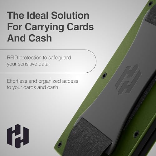 Image of Hayvenhurst Wallet for Men - Slim RFID Blocking Metal Wallet with Cash Strap, Minimalist Front Pocket Credit Card Holder, Small Mens Wallet