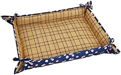 YFDSPSM Cool pad, Breathable Dog Bed, Rattan Canvas Double-Sided pet Bed, Machine Washable Summer pet Bed and Kennel, can be Used on Both Sides and Waterproof (M(60 * 50 * 4) cm, Floret)