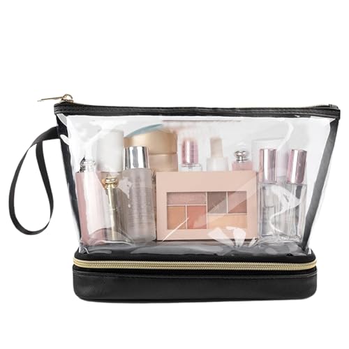 Neceser transparente de viaje, kits de aseo para viajar, kits de maquillaje de viaje – neceser de maquillaje, estuche de cosméticos, organisateu, Negro , Se référer au descriptif, Consulte la