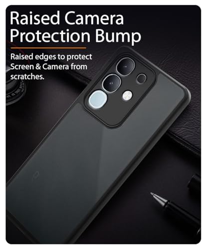 Image of WOW IMAGINE Translucent Hybrid Back Case Cover for Vivo T4x 5G | iQoo Z10x 5G | Vivo Y31 Pro 5G Smoked Matte Back | Shock Proof 360 Degree Protection | Protective Hard Case - Matte Black