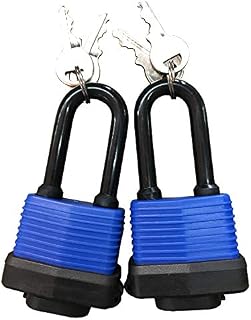 SEPOX Long Shackle Waterproof Padlock Keyed Alike 40MM Blue Weatherproof Outdoor Padlocks Key Same Ideal for Home, Garden, Garage, Gate Pack of 2