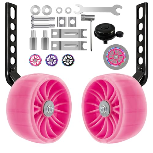 Image of HAWENS Bike Training Wheels Mute Flash Wheels with Adjustable Bicycle Stabilizer Mounted Kit Compatible for 12 14 16 18 20 inch Single Speed Bike