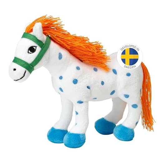 Pippi Langstrumpf Kleiner Onkel Kuscheltier Pferd – süßes Plüschtier für Mädchen und Jungen – niedliches Spielpferd Spielzeug und Plüschpferd – ab 0+ Monate (22cm)