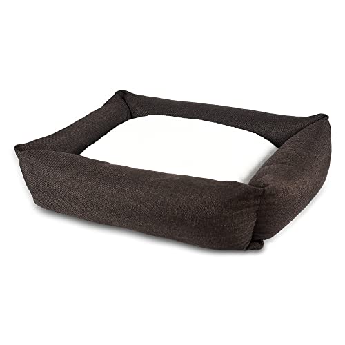 Image of Orthopaedic Dog & Cat Bed with Super Soft Sherpa On Top and Textured Fabric On Wall (Pack of 1, Brown, Size: M, 31X23X9 Inches)