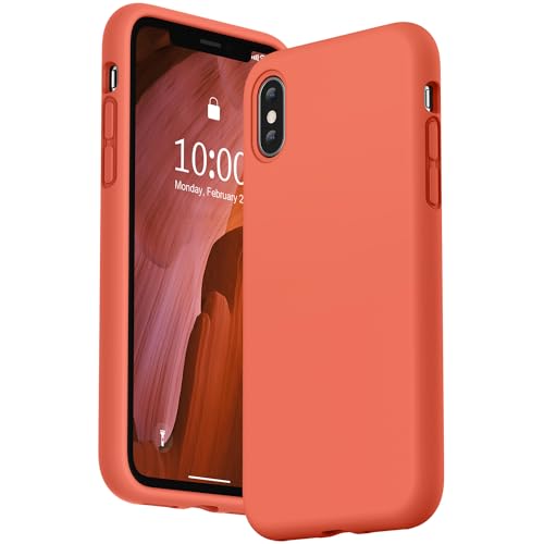 SURPHY Designed for iPhone Xs Case and Phone X Case with Microfiber Lining, Thickened Liquid Silicone Phone Case for iPhone X XS 5.8 inches, Nectarine