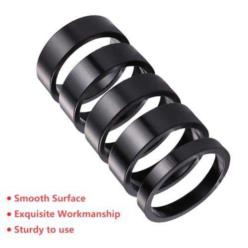 Saipe 9PCS Aluminium Alloy Bicycle Headset Spacer 1-1/8 inch 28.6mm Bicycle Front Fork Stem Spacers Kit 2mm, 3mm, 5mm, 10mm with Stem Top Cap, Long Bolt, Headset Star Nut for MTB BMX Road Bike (Black)