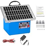 FarmNix 12V Weidezaungerät Solar, 0,5J/9,5KV Elektrozaungerät für 32 km, inkl. 7.5W-Solarpanel, 12V 7Ah Blei-Akku & Erdungsset für Geflügel, Vieh, Haustiere, Steuergerät zum Schutz von Gärten (Blau)