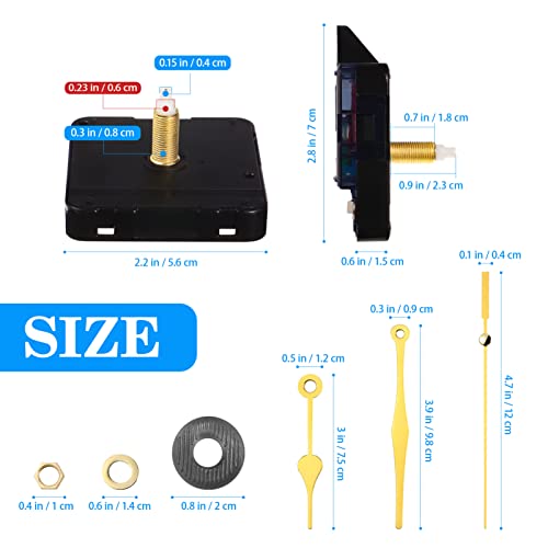 Doitool Silence Quartz Clock Movement Silent Clock Mechanism Long Shaft Replacement Clock Kits Wall Clock Movements Mechanism Parts With 3 Hands No Battery (Gold) #TOP6