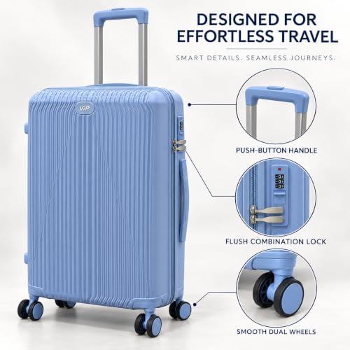 Image of VIP Aerowave Set of 3 Polypropylene Trolley Bags, 55 /65 /75 cm, Blue