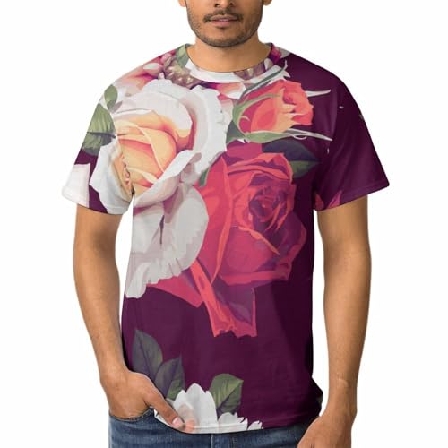 T-Shirts Homme Col Rond Blanc Rouge Rose : Chemise Tshirt Léger