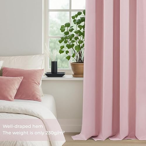 Image of Galaxy Home Decor Premium 100% True Blackout Eyelet Curtain for Window 5 Feet| Thermal Insulated Modern Plain Curtain for Living Room & Bedroom|Pack of 1, Baby Pink