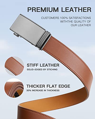 Image of Zitahli Belt Men,Leather Ratchet Belt for Men Dress Casual Every Day with Adjustable Buckle,Trim to Fit For Gift